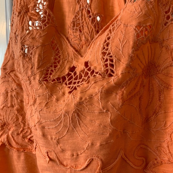 Free People orange Blossom floral coral CutOut Crop Top small embroidered - Picture 8 of 10